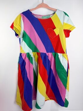 Mini Boden Multicolor Diagonal Stripe Short Sleeve Dress